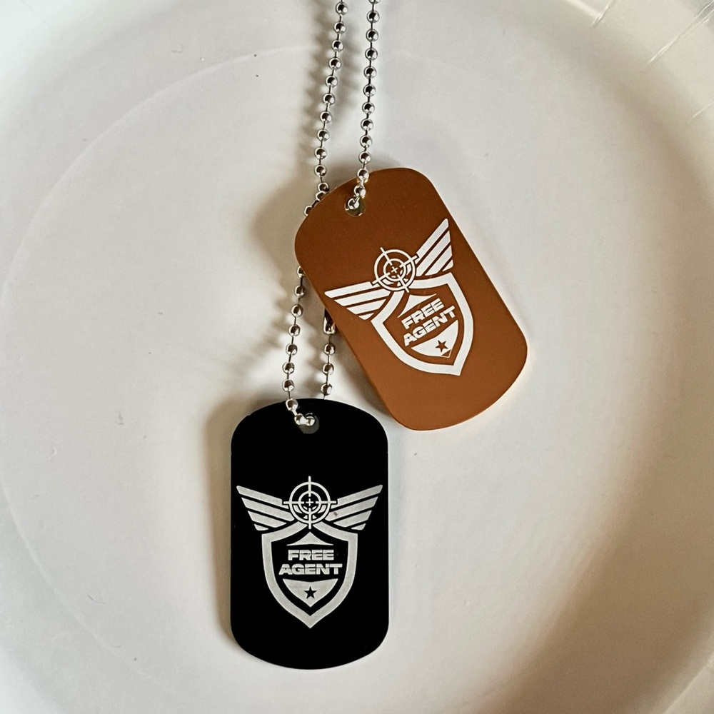 Black & gold dog tag necklace